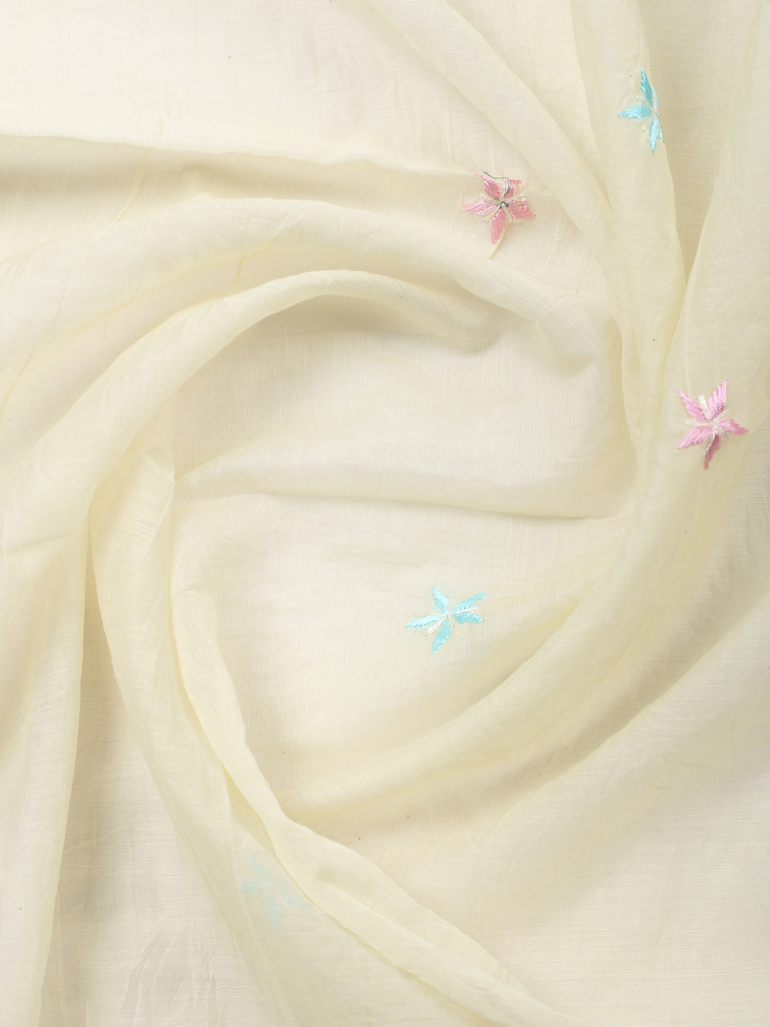 Lemon Embroidered Chanderi Unstitched Suit &amp; Pant With Chanderi Dupatta