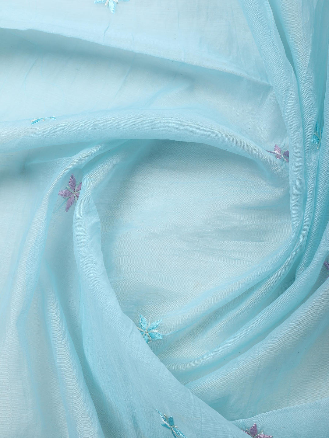 Sea Green Embroidered Chanderi Unstitched Suit &amp; Pant With Chanderi Dupatta