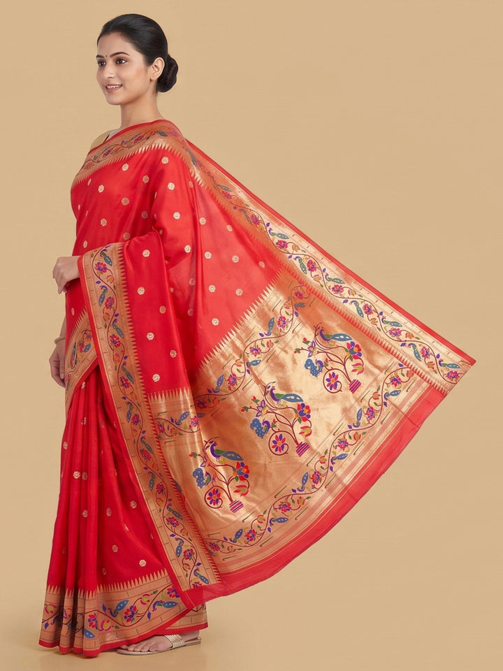 Red Woven Design Art Silk Saree