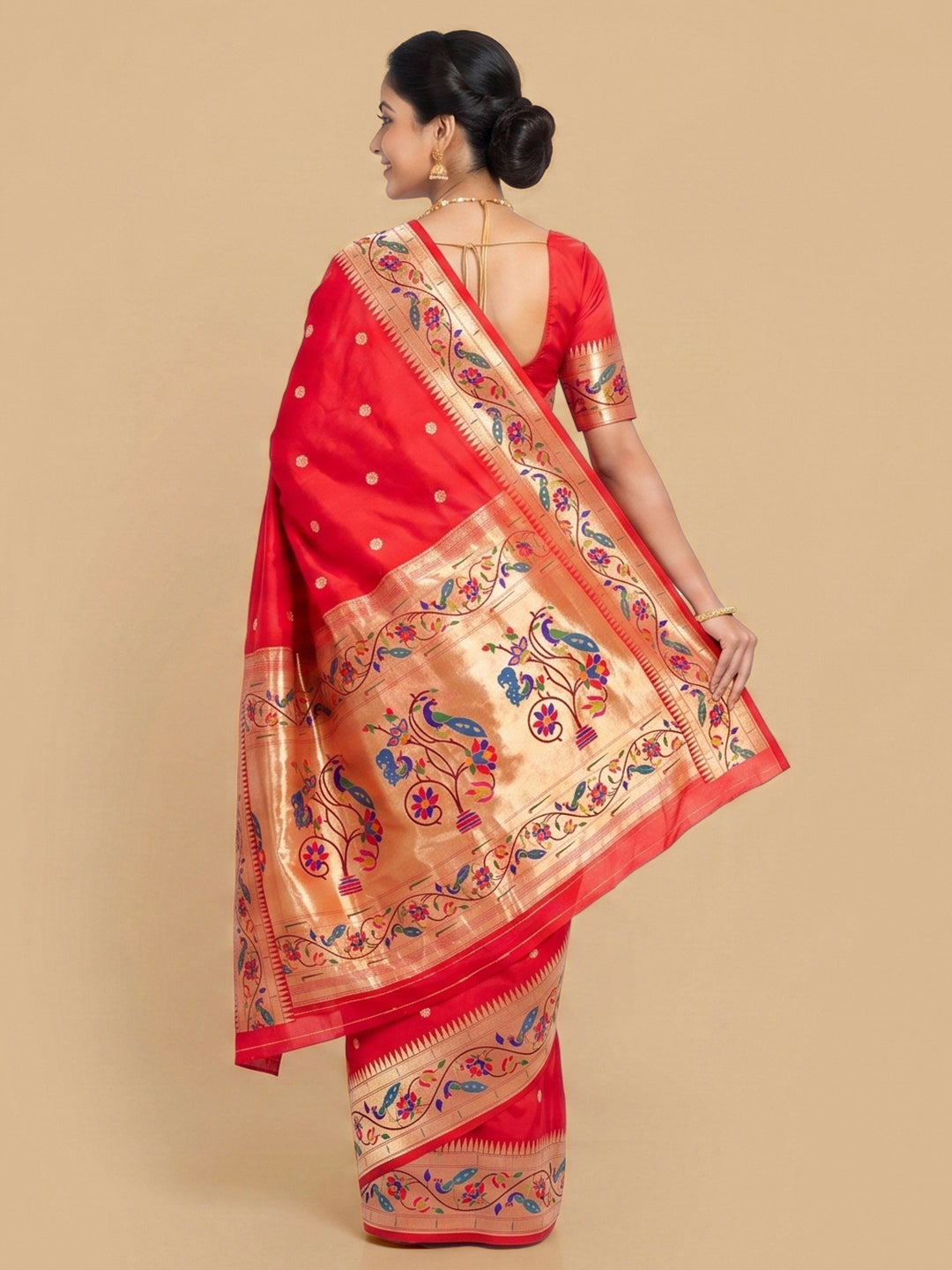 Red Woven Design Art Silk Saree