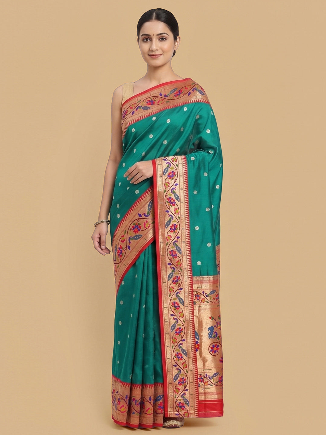 Sea-Green Woven Design Art Silk Saree