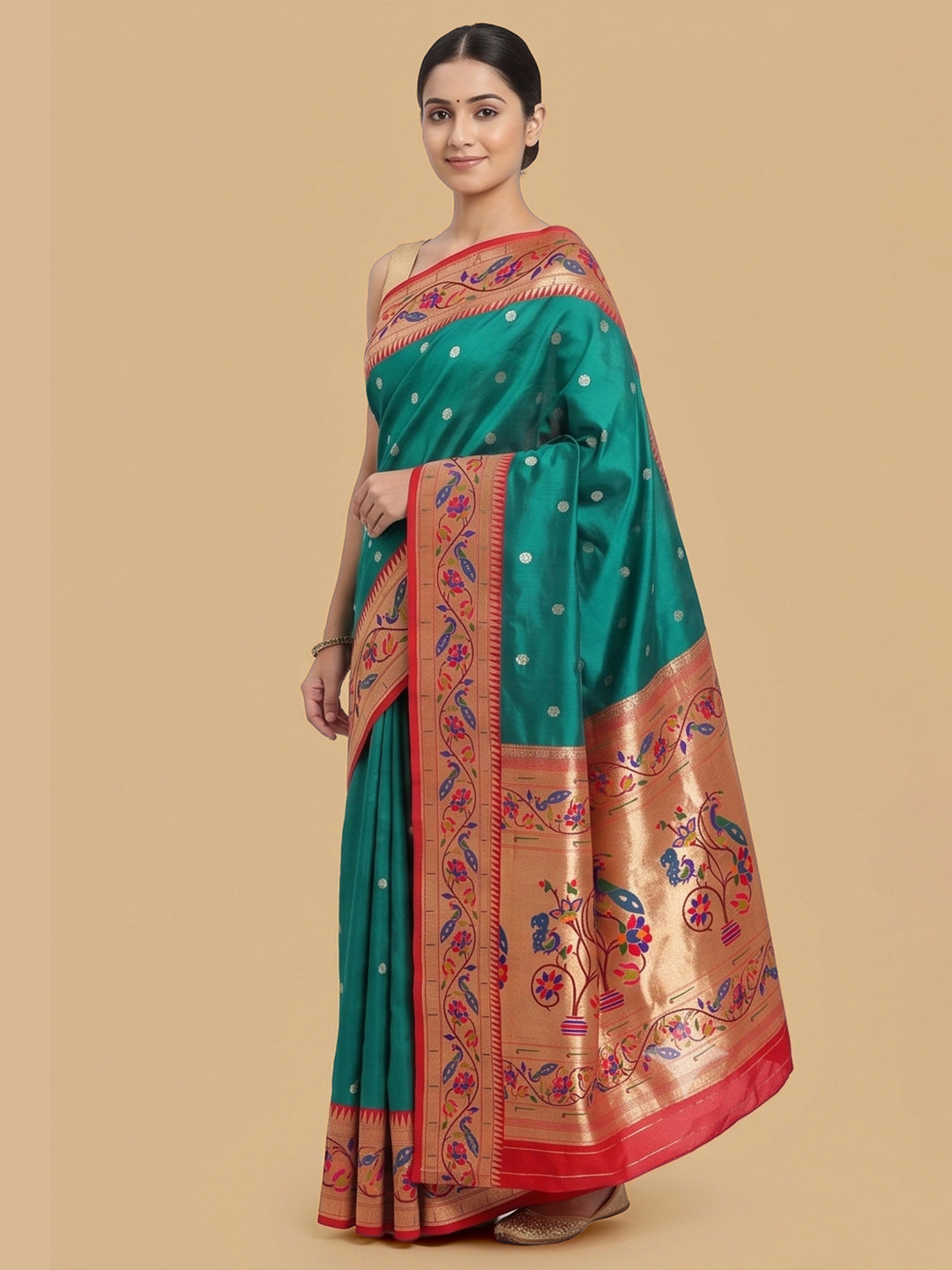 Sea-Green Woven Design Art Silk Saree