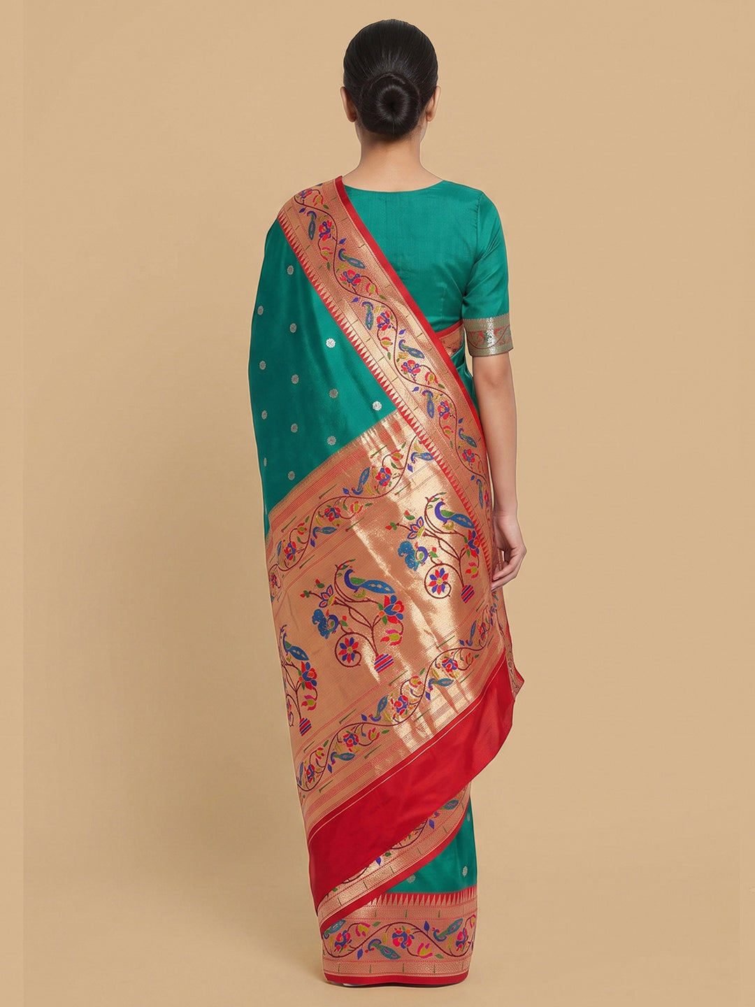 Sea-Green Woven Design Art Silk Saree