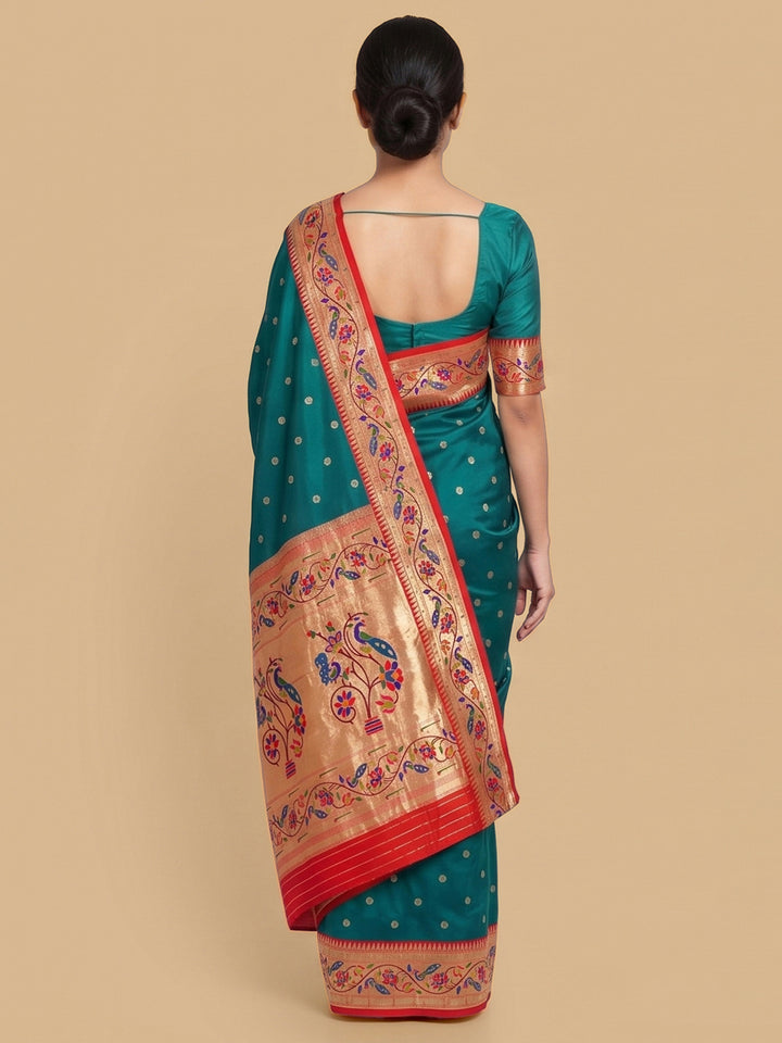Bottle-Green Woven Design Art Silk Saree