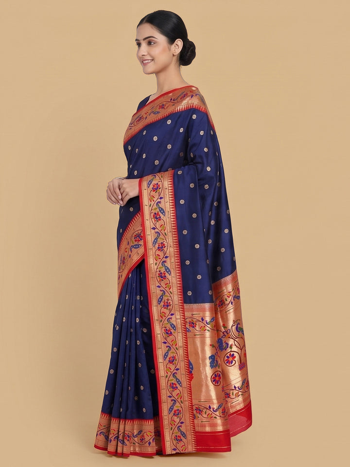 Navy-Blue Woven Design Art Silk Saree