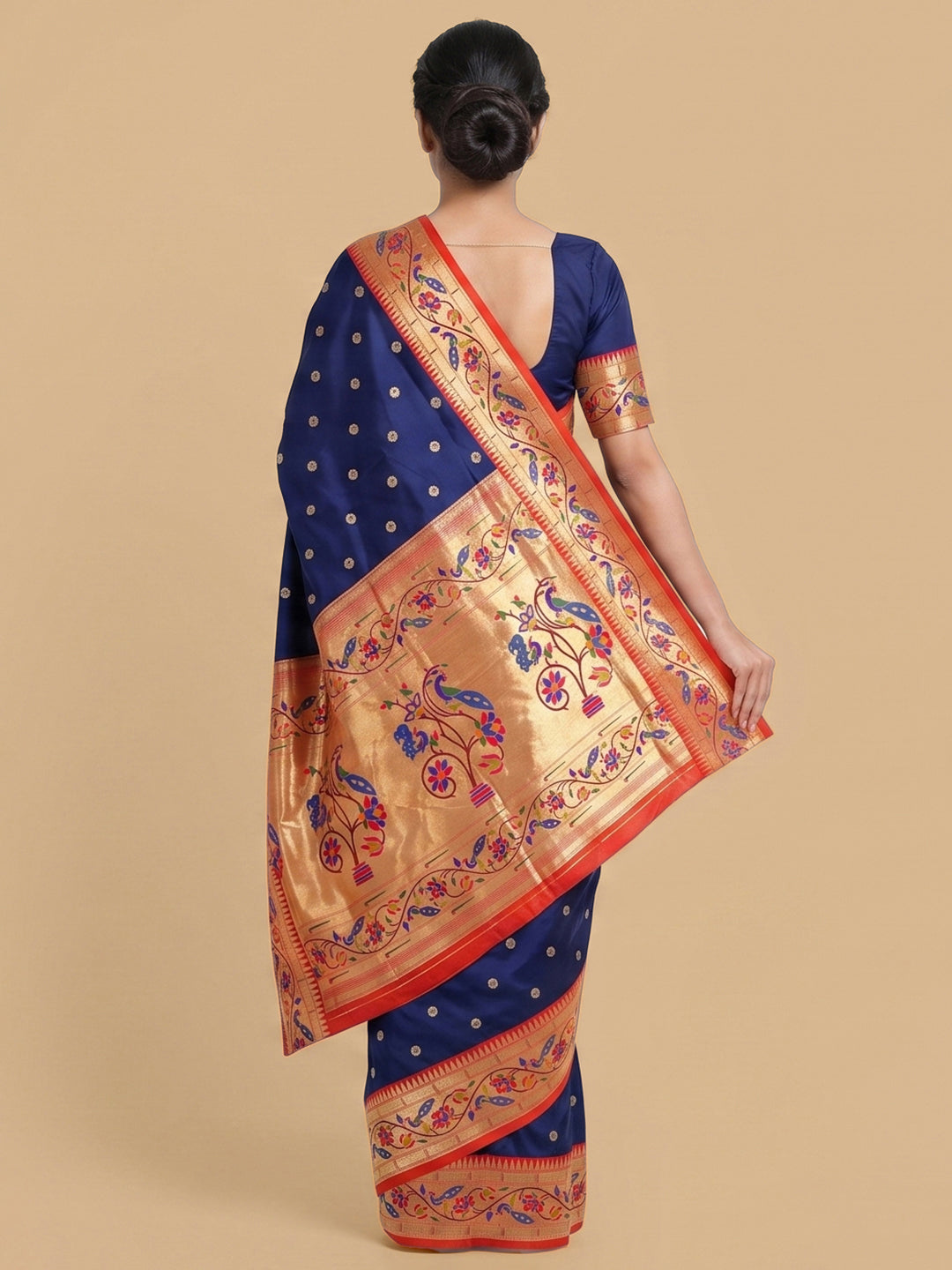 Navy-Blue Woven Design Art Silk Saree