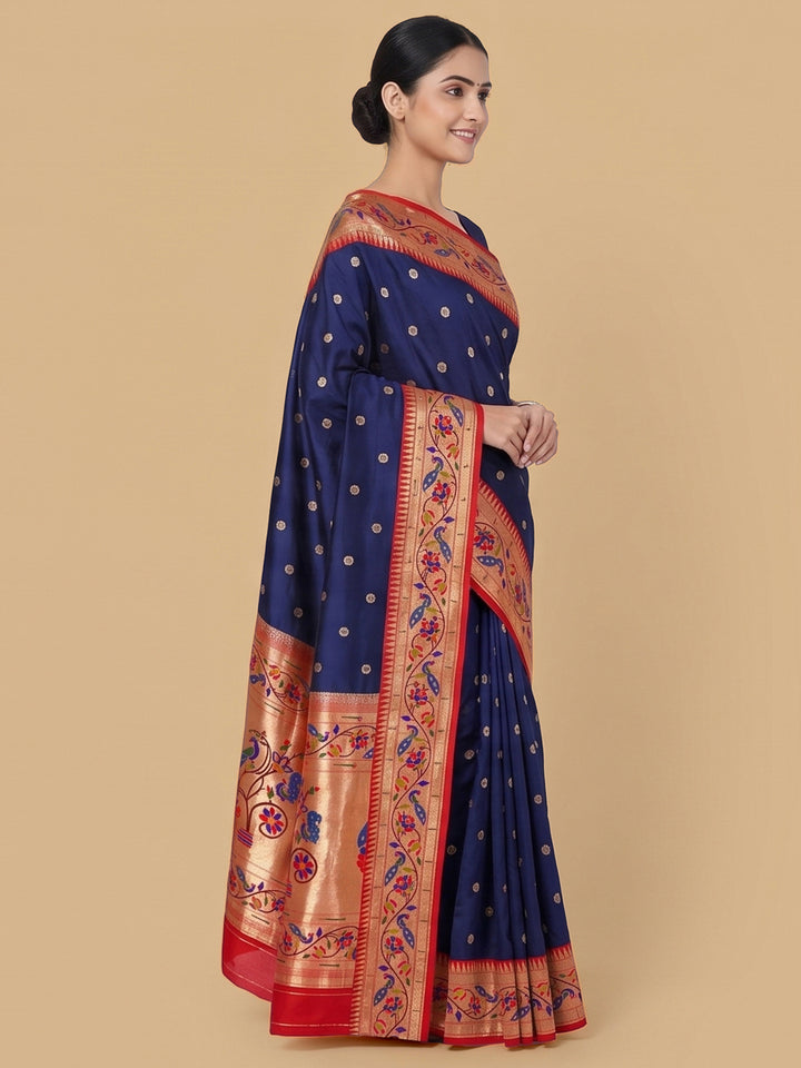Navy-Blue Woven Design Art Silk Saree