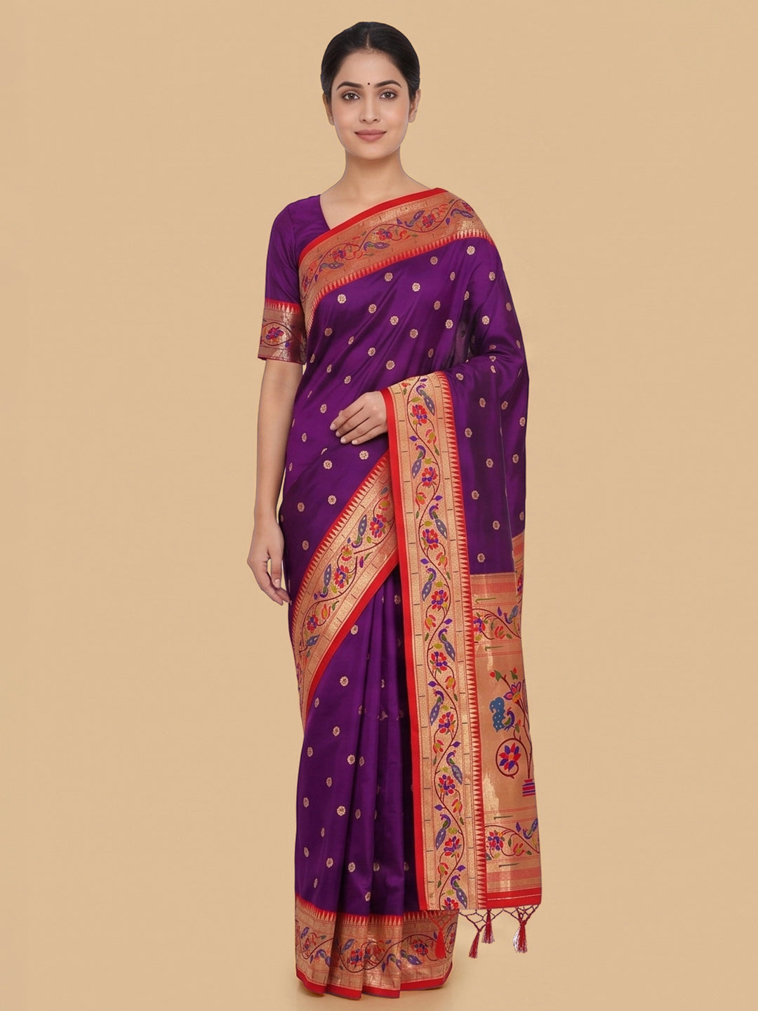 Purple Woven Design Art Silk Saree