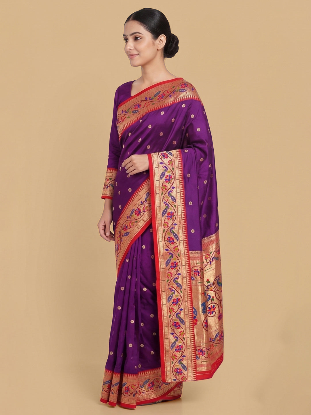Purple Woven Design Art Silk Saree