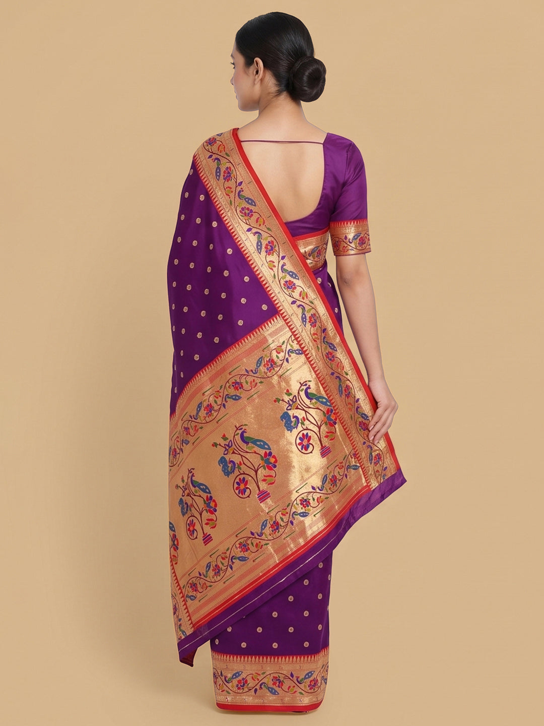 Purple Woven Design Art Silk Saree