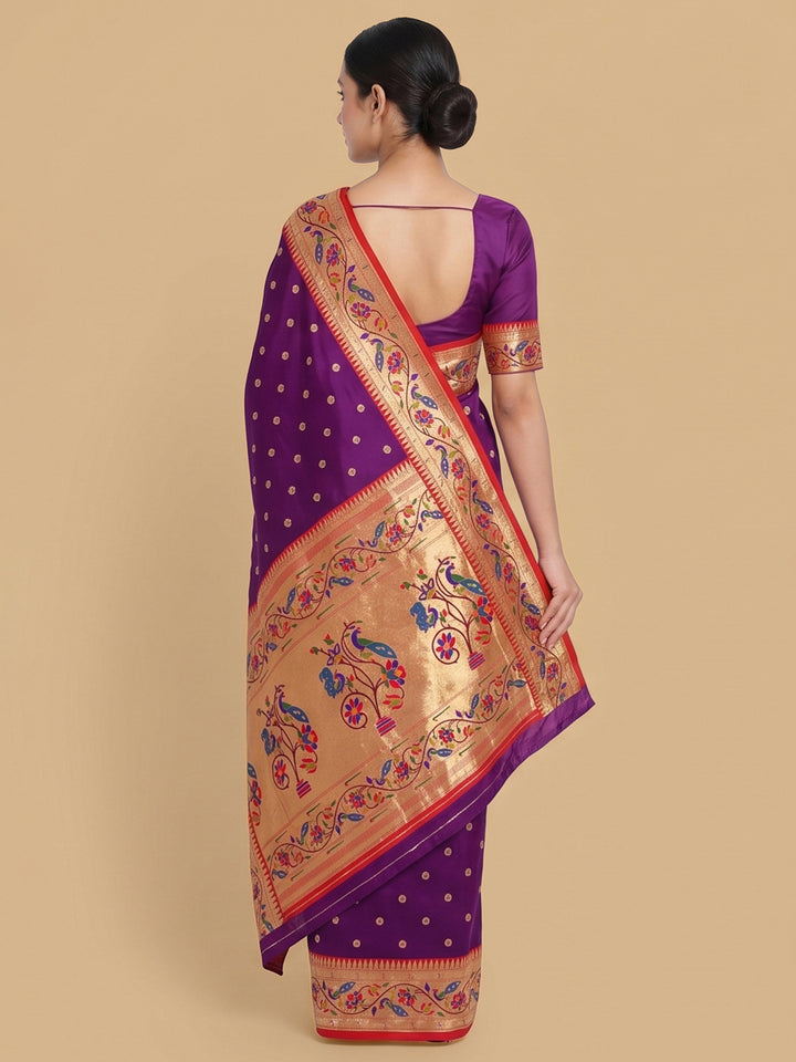 Purple Woven Design Art Silk Saree