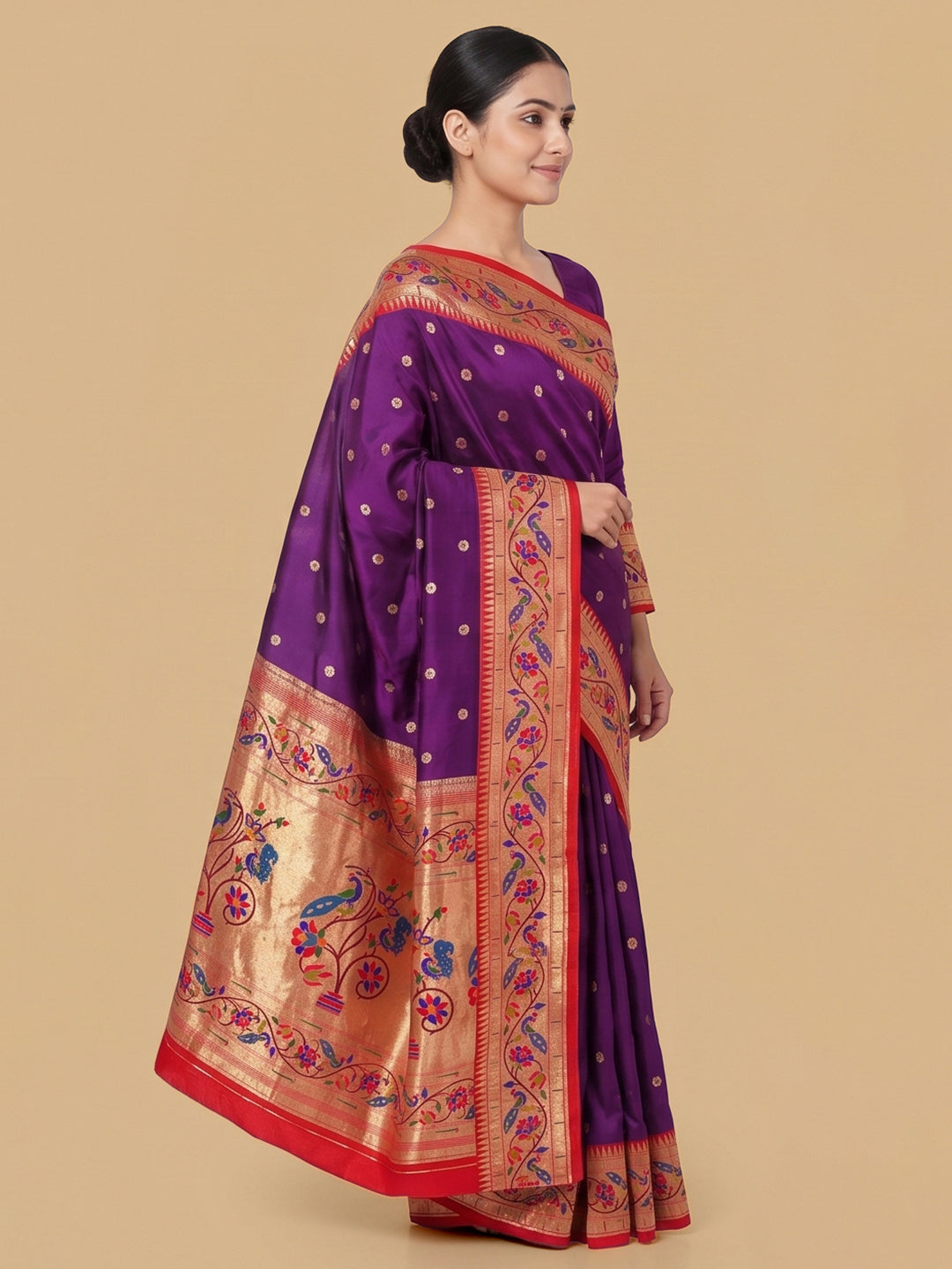 Purple Woven Design Art Silk Saree