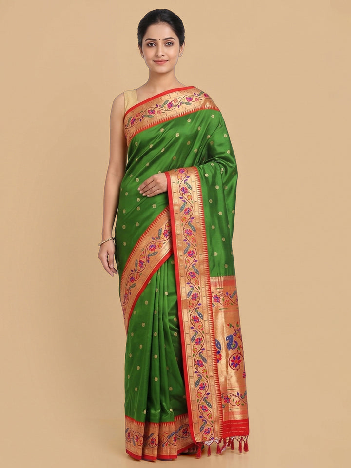 Rama-Green Woven Design Art Silk Saree