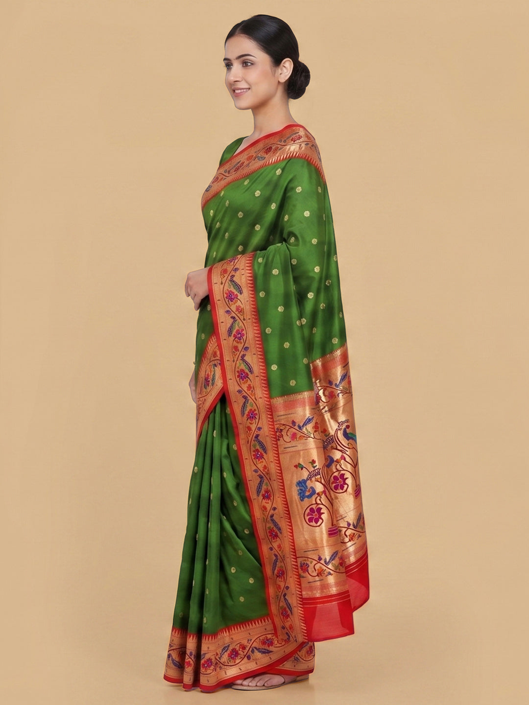 Rama-Green Woven Design Art Silk Saree