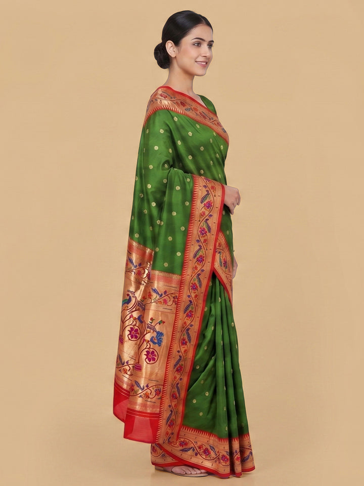 Rama-Green Woven Design Art Silk Saree