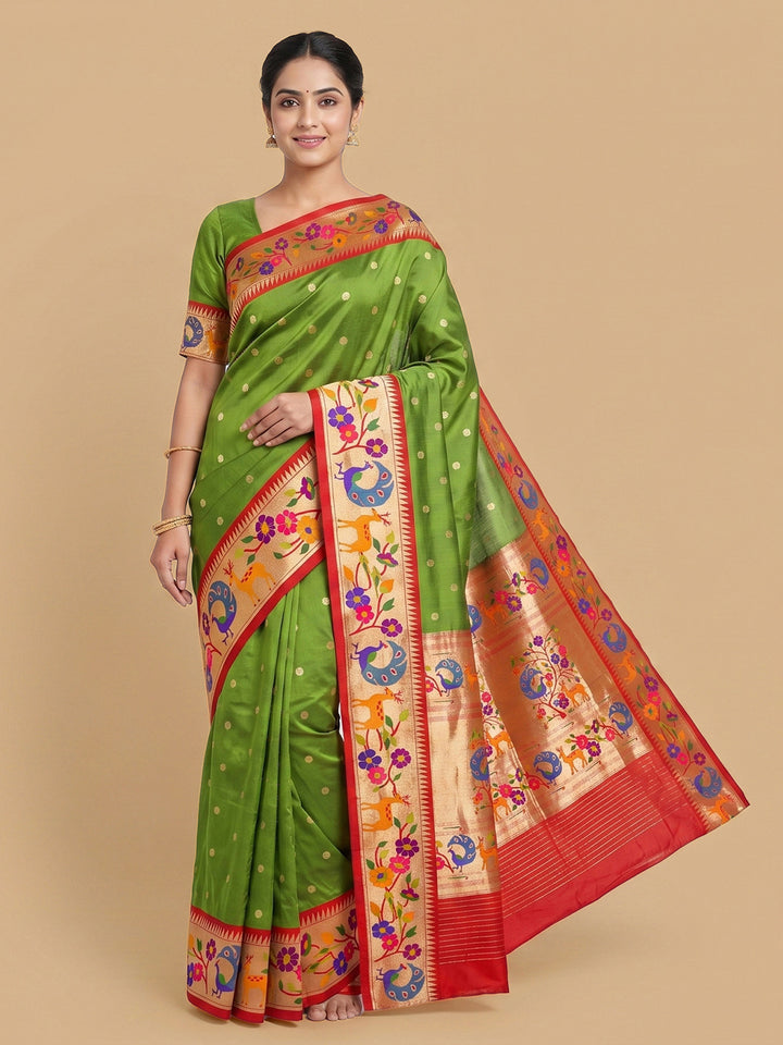 Green Woven Design Art Silk Saree