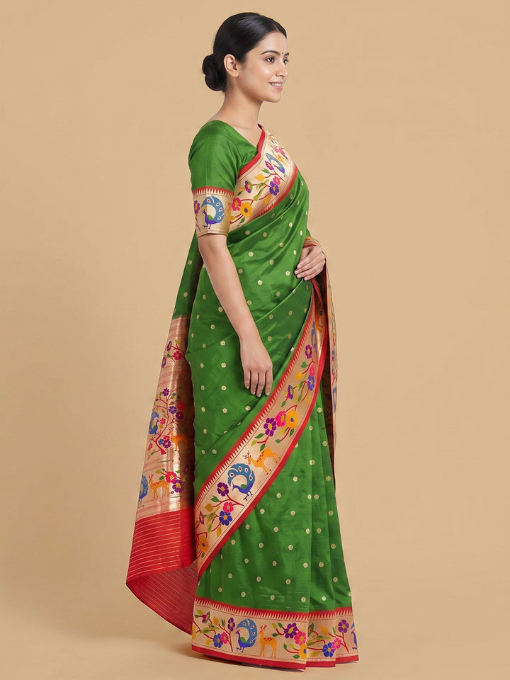 Green Woven Design Art Silk Saree
