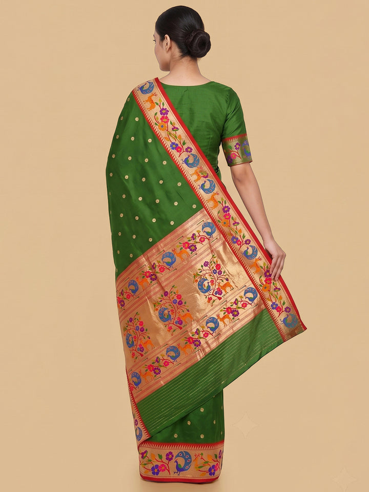 Green Woven Design Art Silk Saree