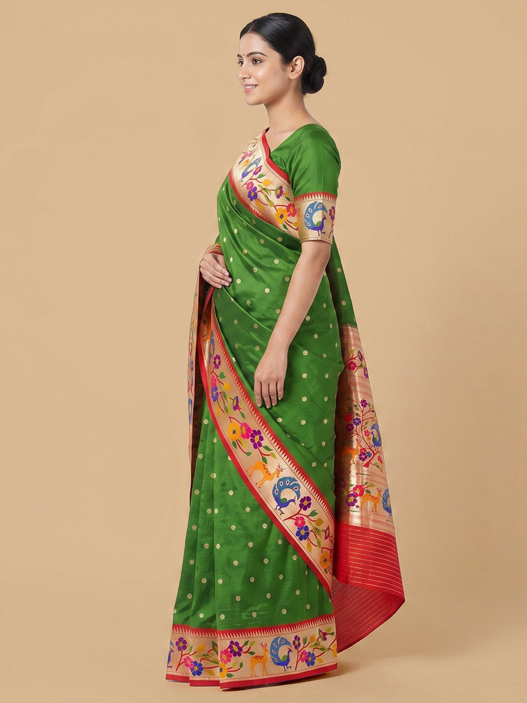 Green Woven Design Art Silk Saree