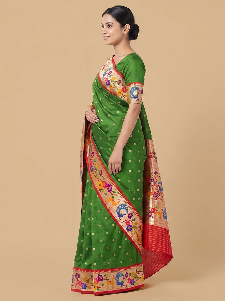 Green Woven Design Art Silk Saree