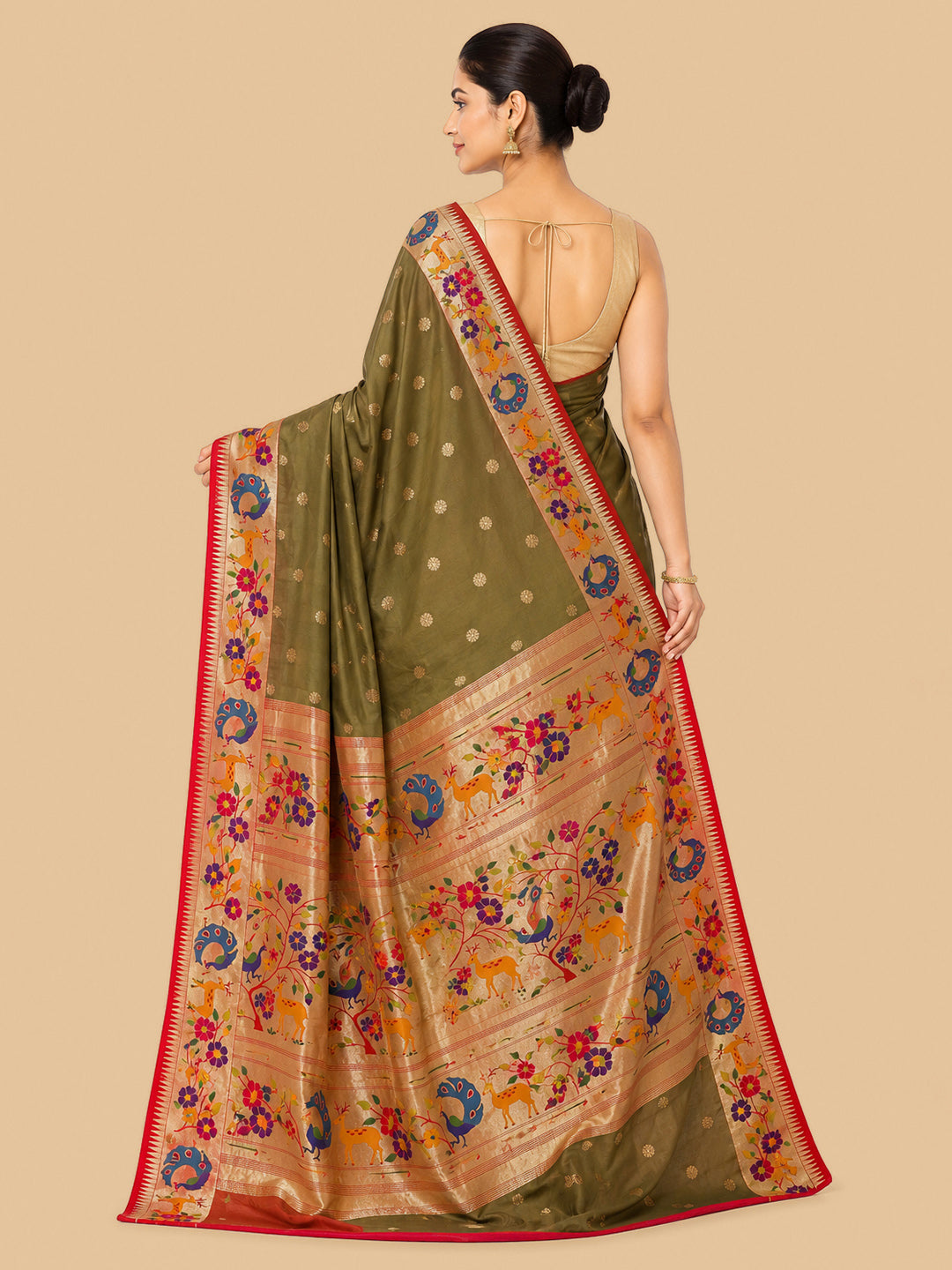 Mehandi Woven Design Art Silk Saree