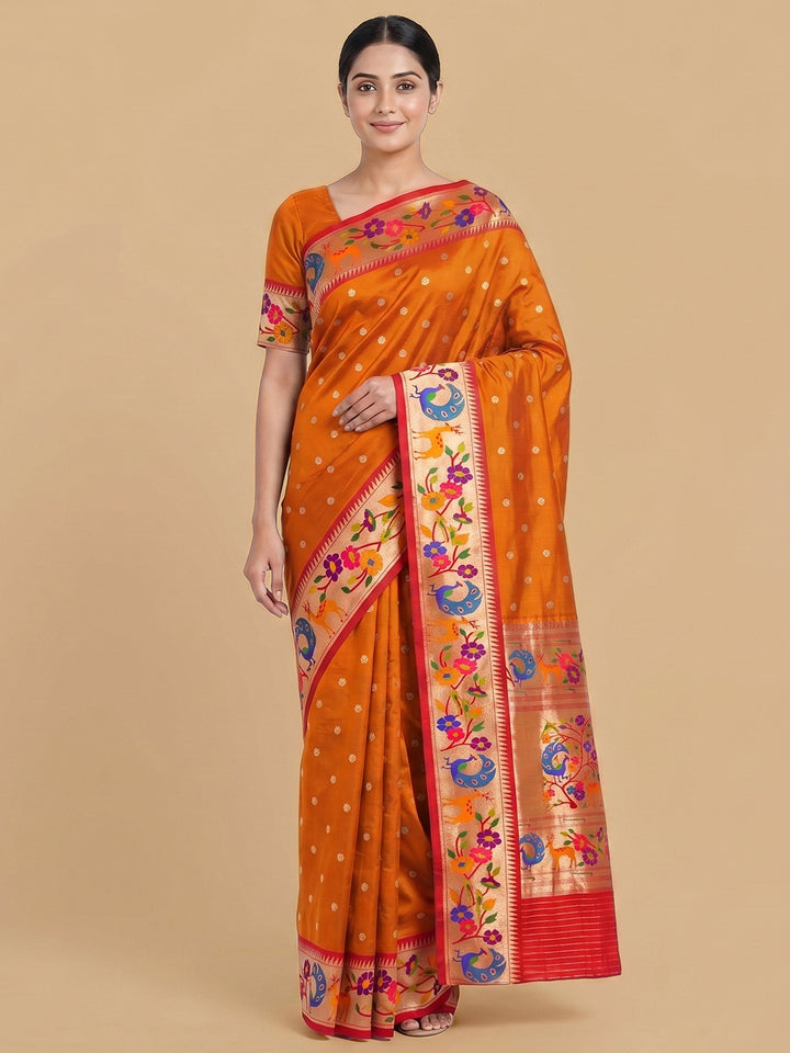 Orange Woven Design Art Silk Saree
