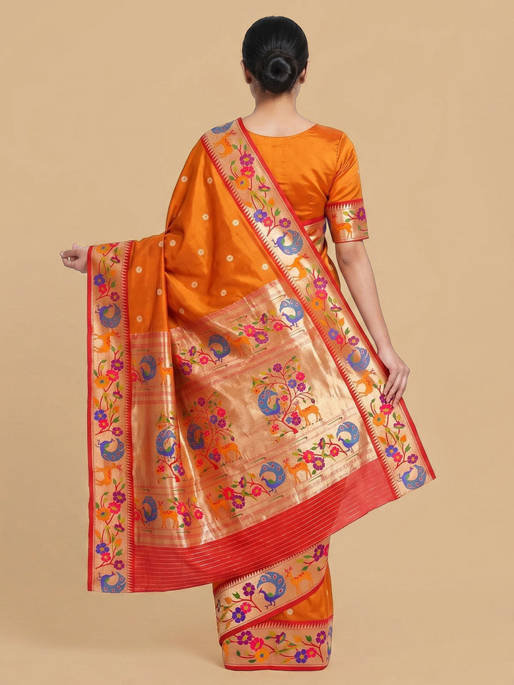 Orange Woven Design Art Silk Saree