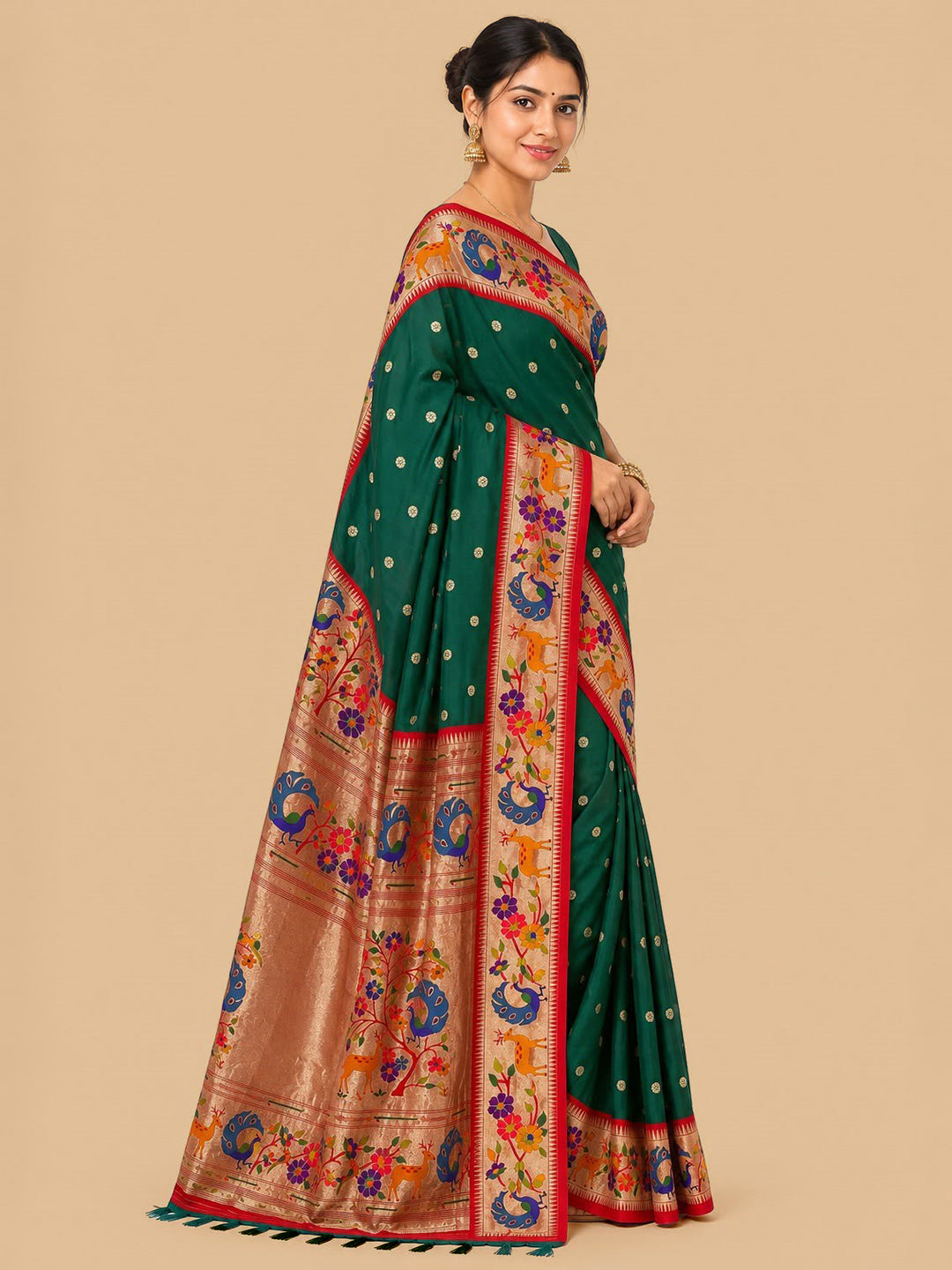 Rama-Green Woven Design Art Silk Saree