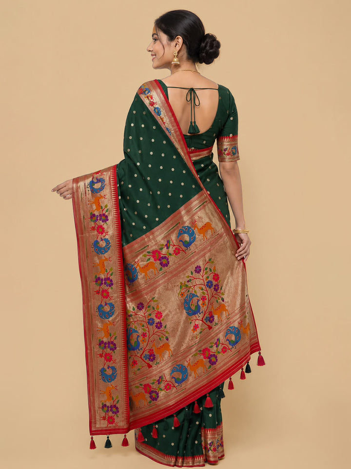 Rama-Green Woven Design Art Silk Saree