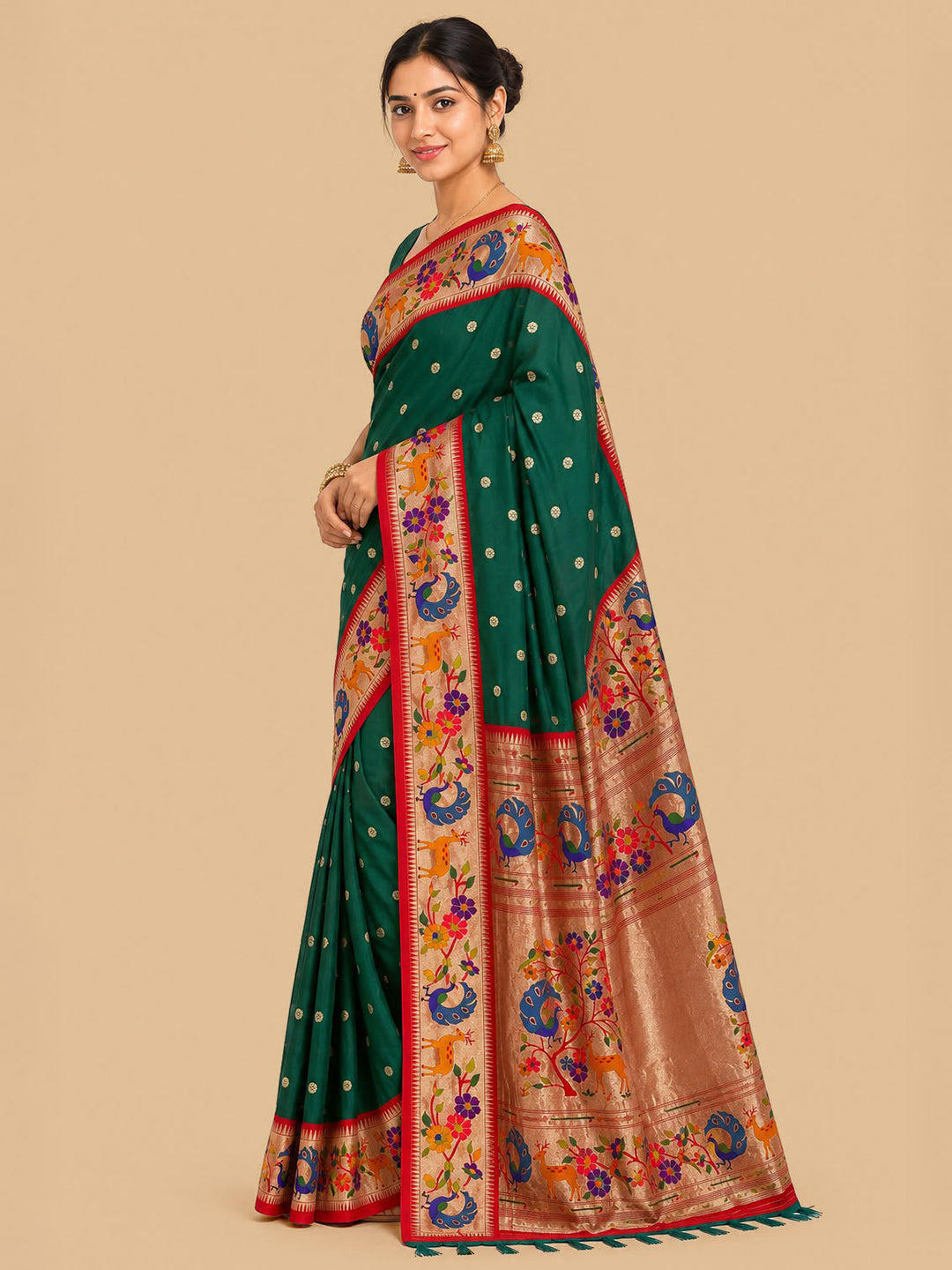 Rama-Green Woven Design Art Silk Saree