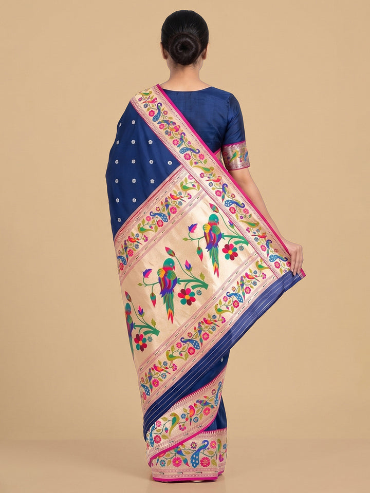 Navy-Blue Woven Design Art Silk Saree