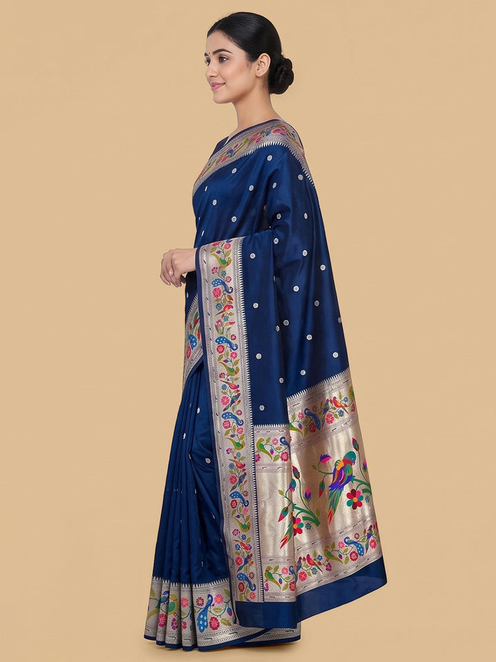 Navy-Blue Woven Design Art Silk Saree