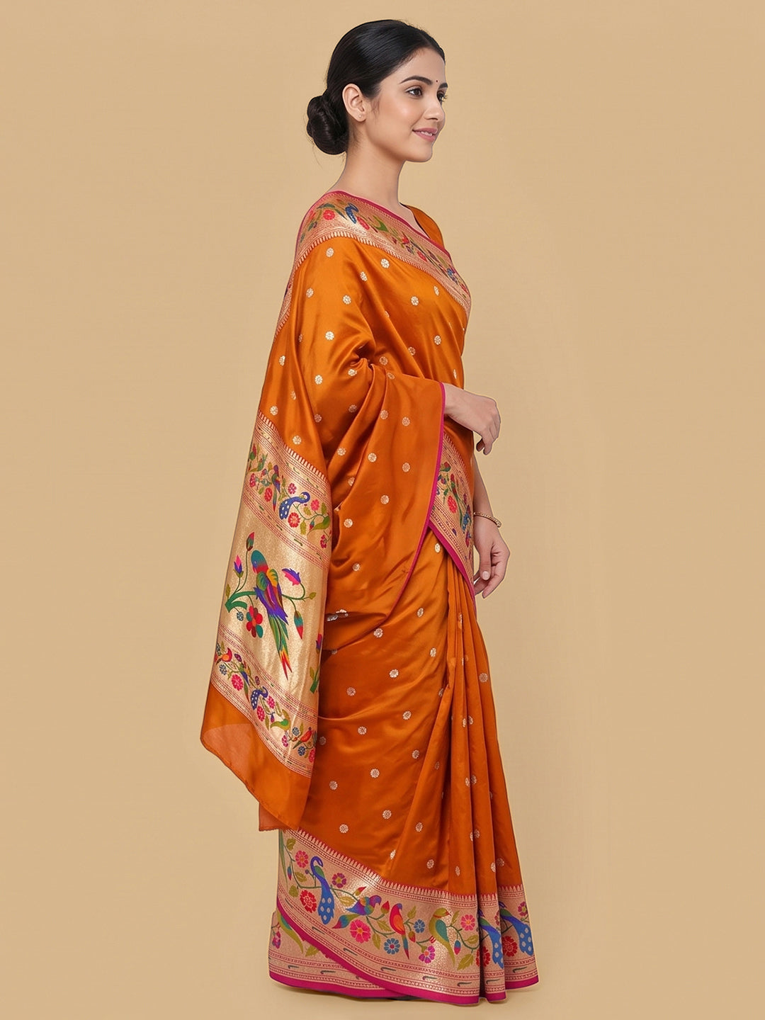 Orange Woven Design Art Silk Saree