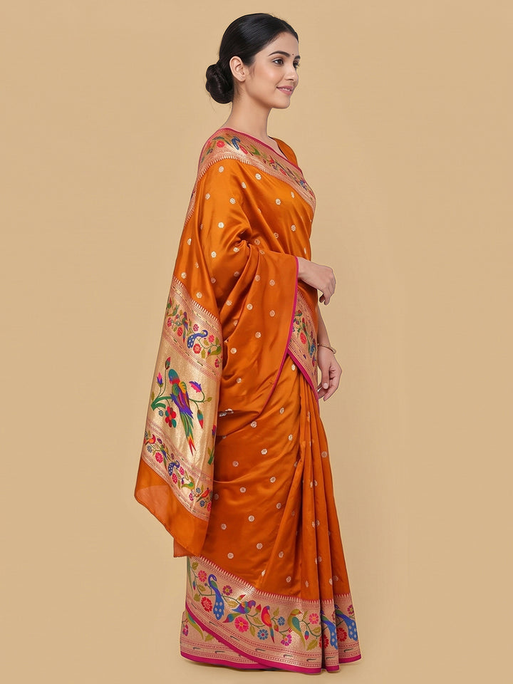 Orange Woven Design Art Silk Saree