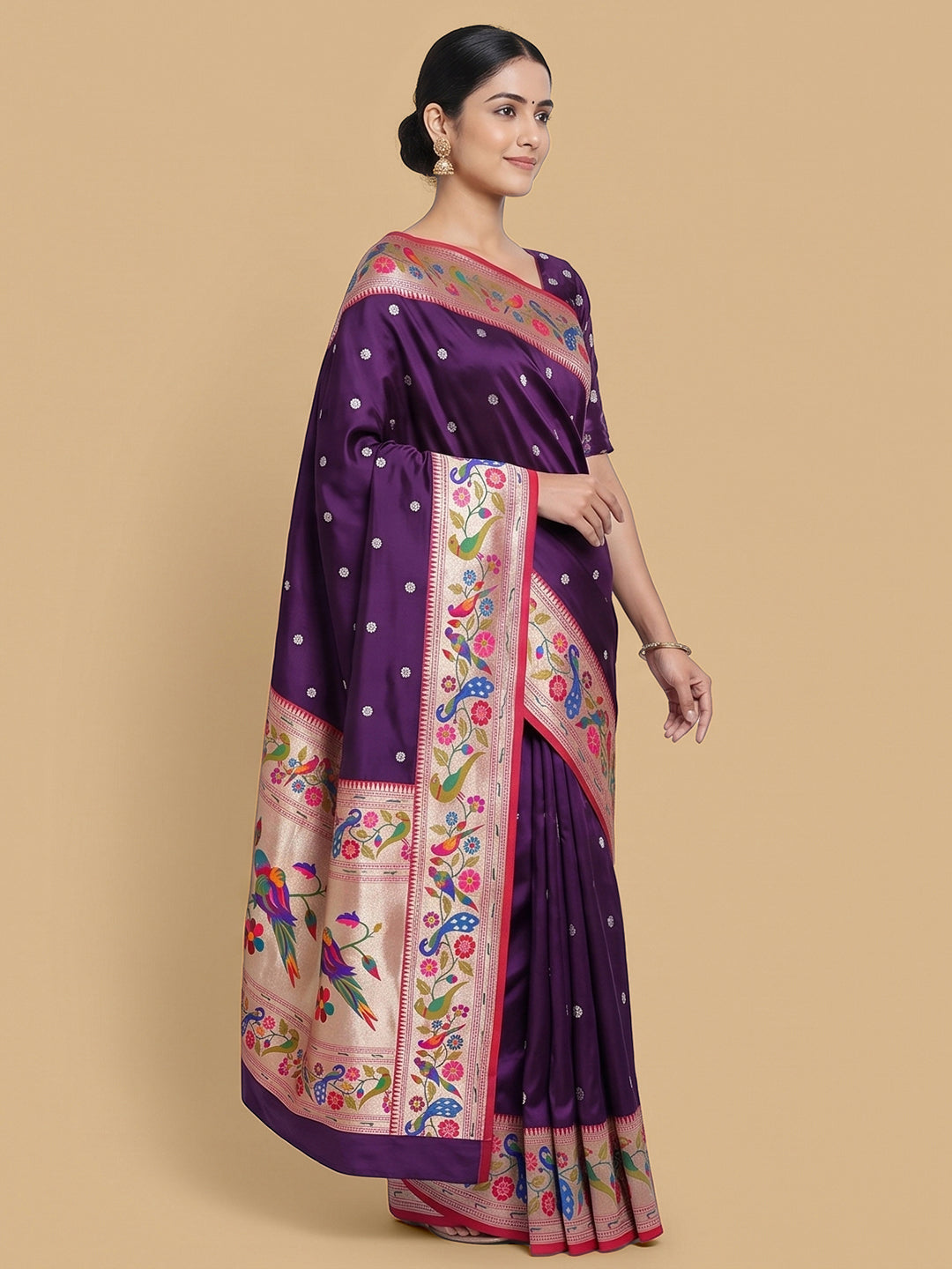 Purple Woven Design Art Silk Saree