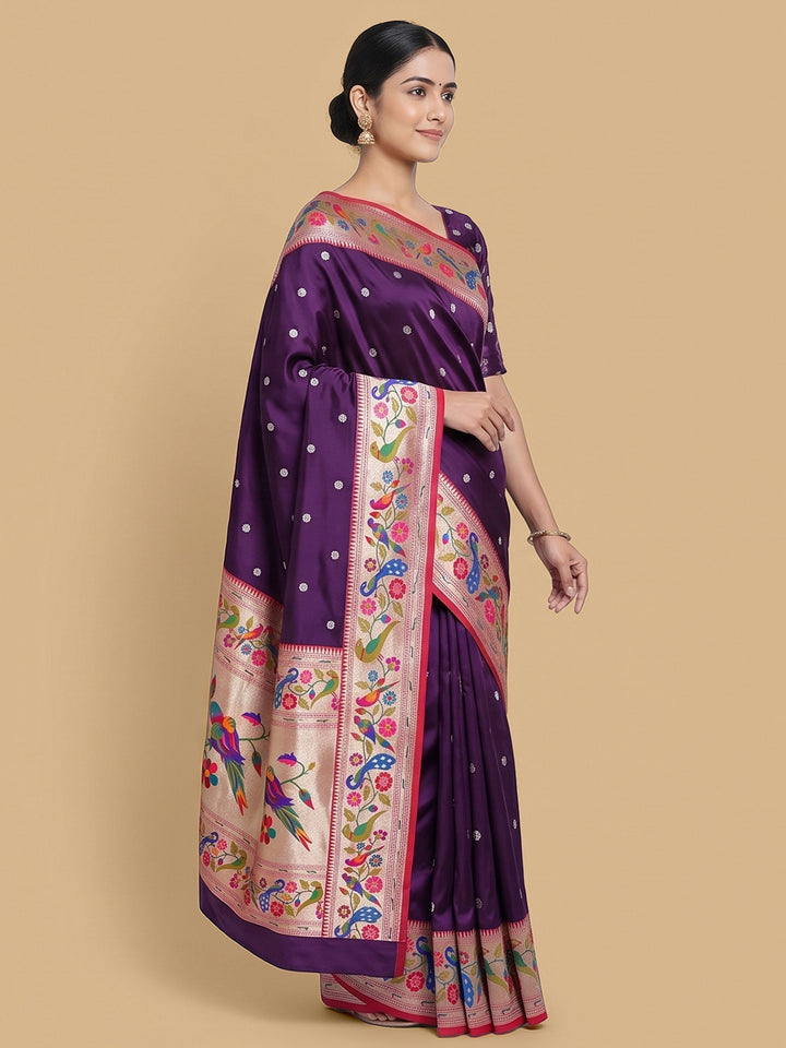 Purple Woven Design Art Silk Saree
