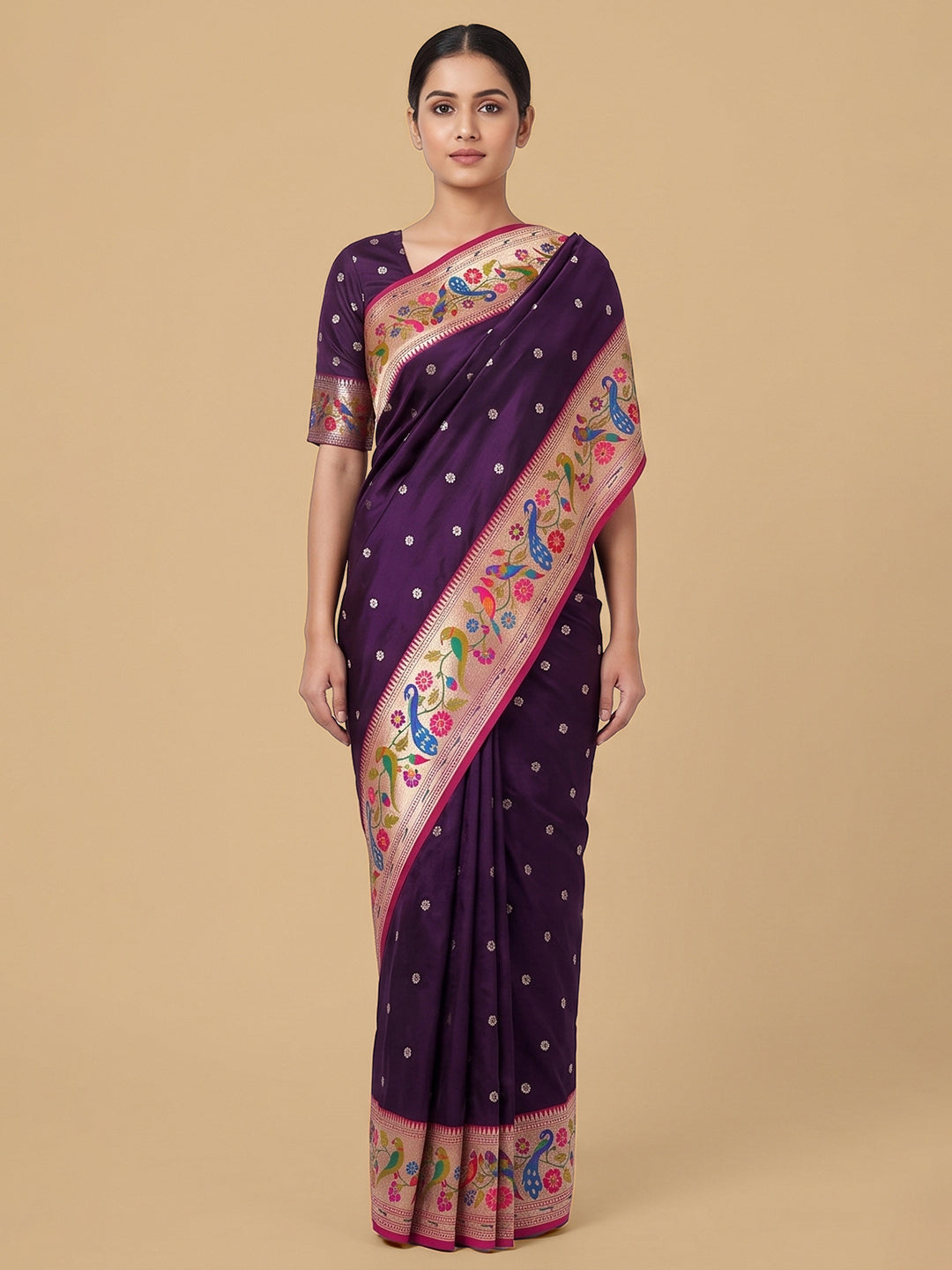 Purple Woven Design Art Silk Saree
