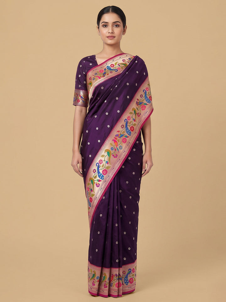 Purple Woven Design Art Silk Saree