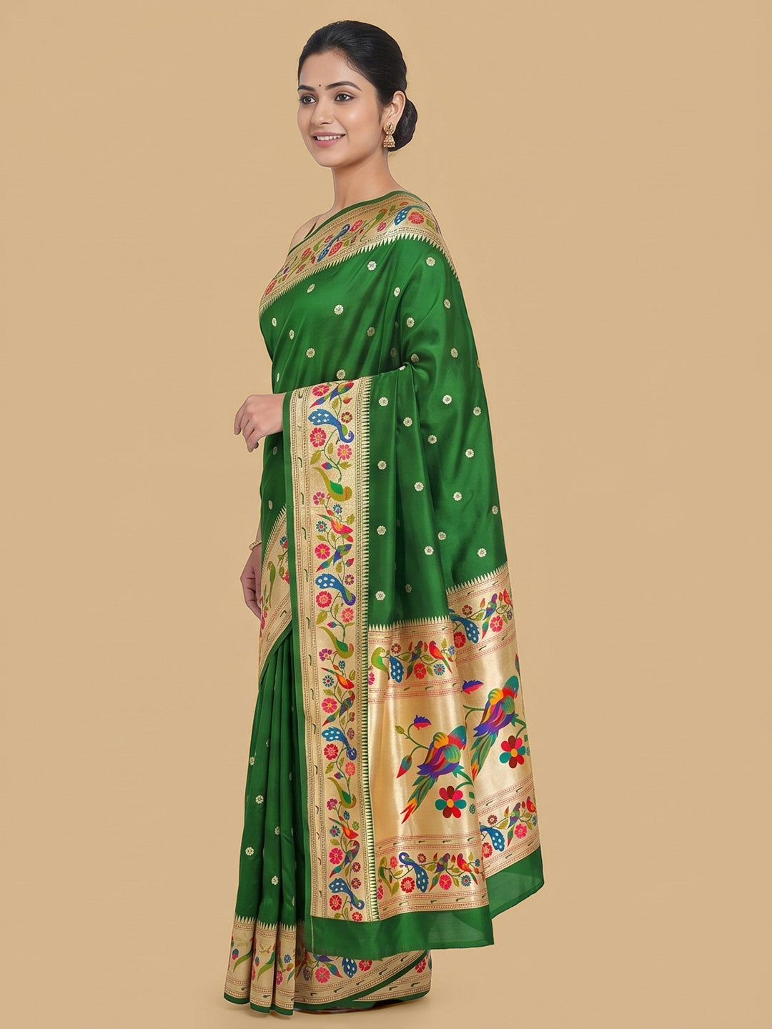 Rama-Green Woven Design Art Silk Saree