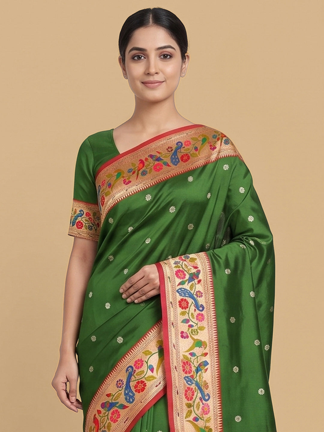 Rama-Green Woven Design Art Silk Saree