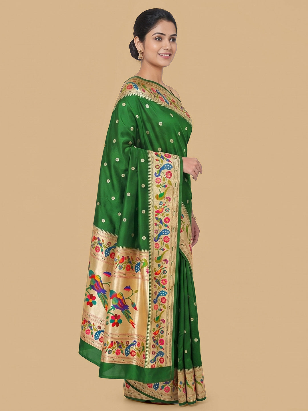 Rama-Green Woven Design Art Silk Saree