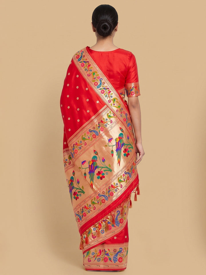 Red Woven Design Art Silk Saree