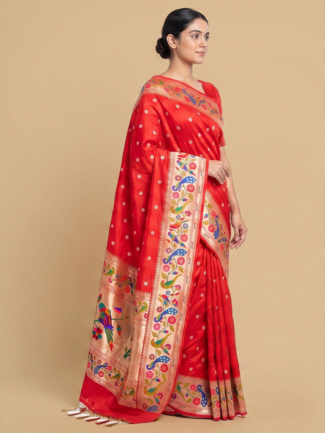 Red Woven Design Art Silk Saree