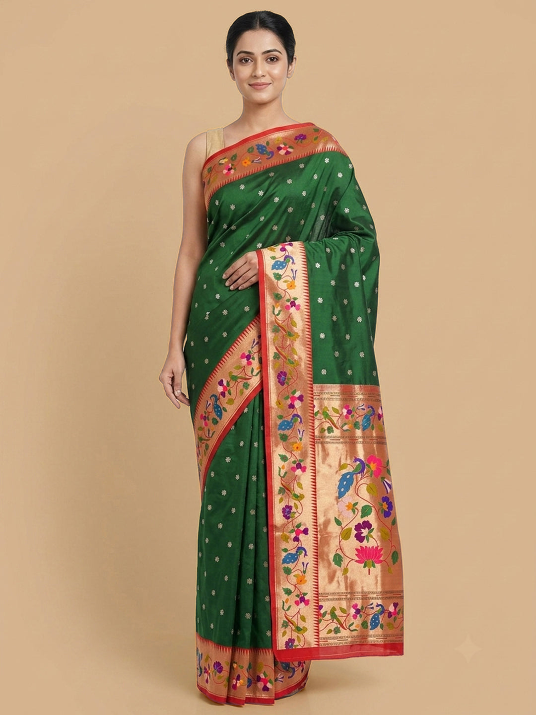 Green Woven Design Art Silk Saree
