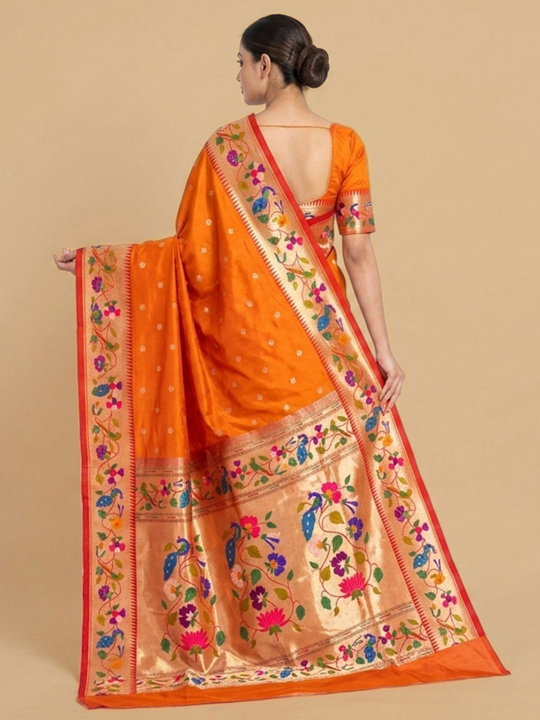 Orange Woven Design Art Silk Saree
