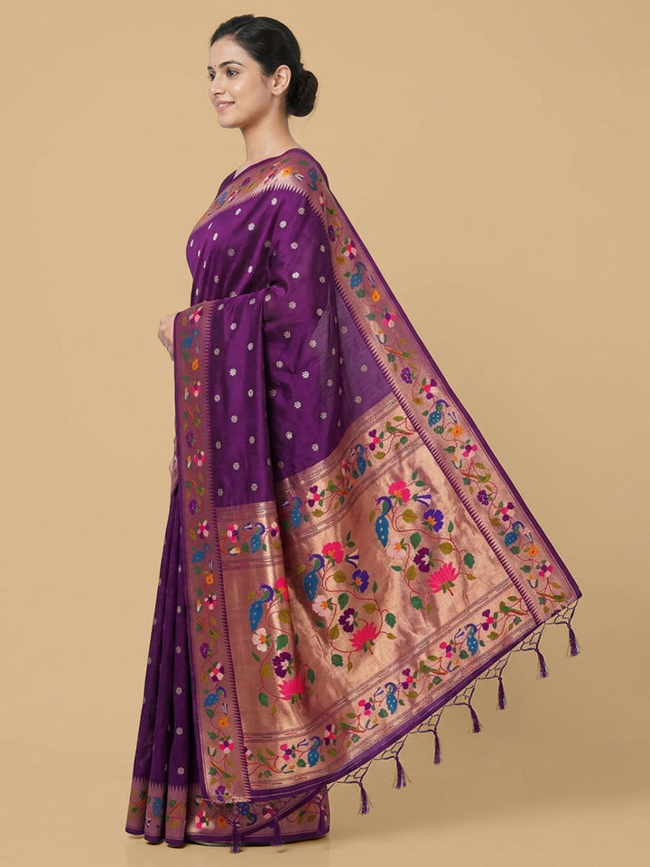 Purple Woven Design Art Silk Saree