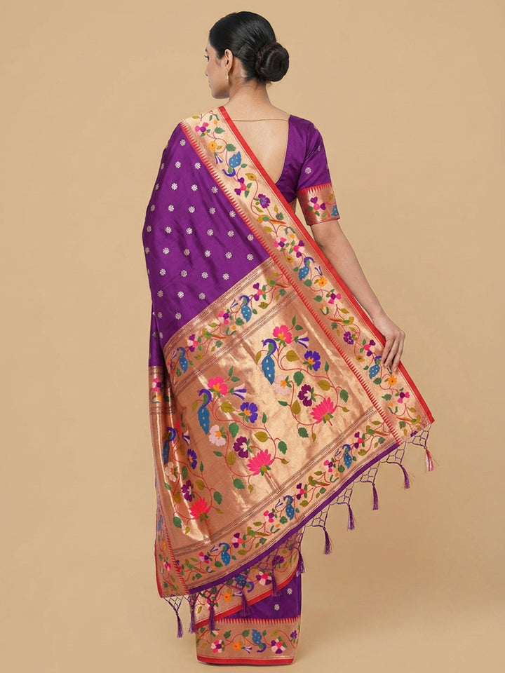 Purple Woven Design Art Silk Saree