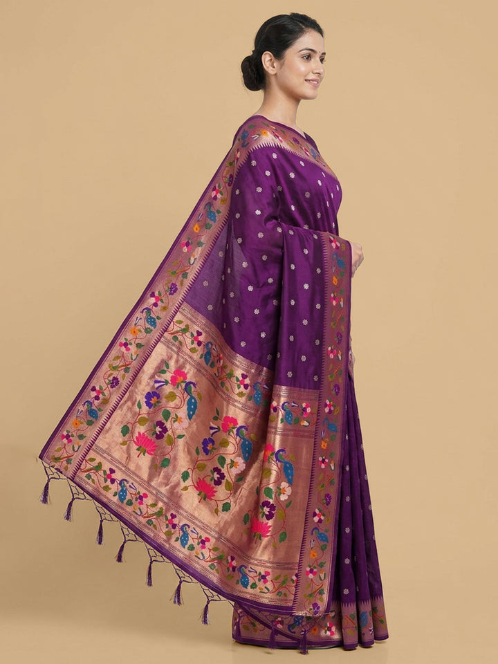 Purple Woven Design Art Silk Saree