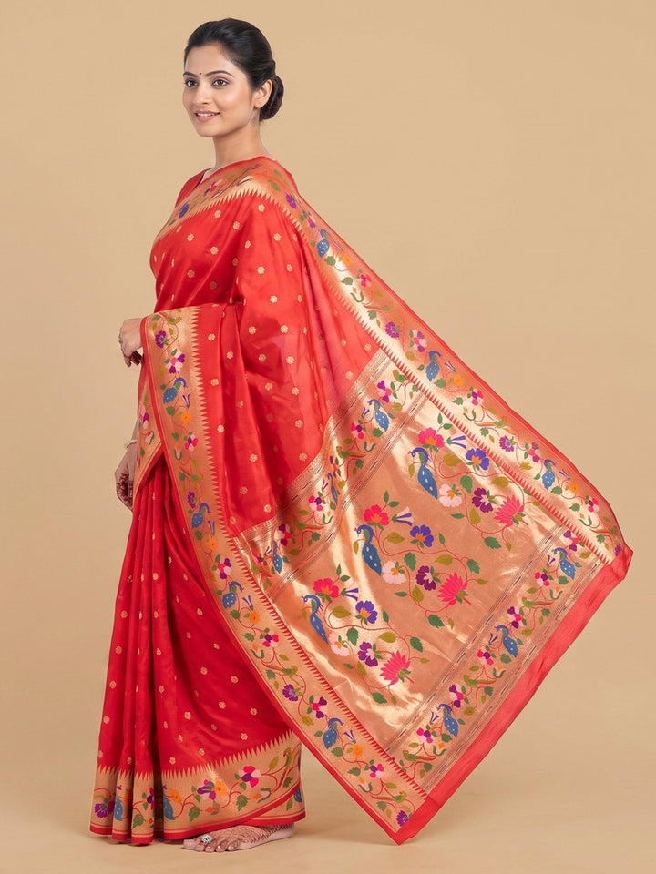 Red Woven Design Art Silk Saree