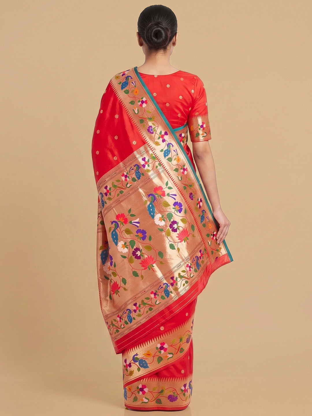 Red Woven Design Art Silk Saree